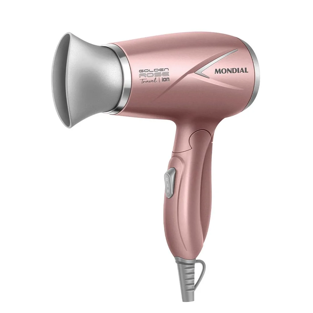 Secador Mondial Travel SC-47-GR Golden Rose, rosé com bocal prateado